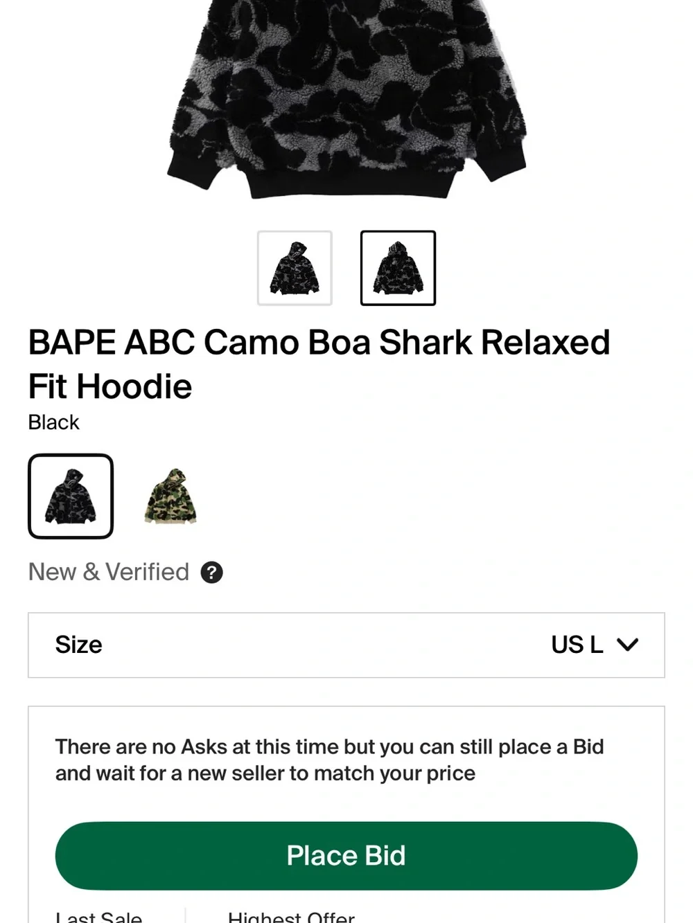 Bape ABC Camo Boa Shark Hoodie Jacket - Black & Gray